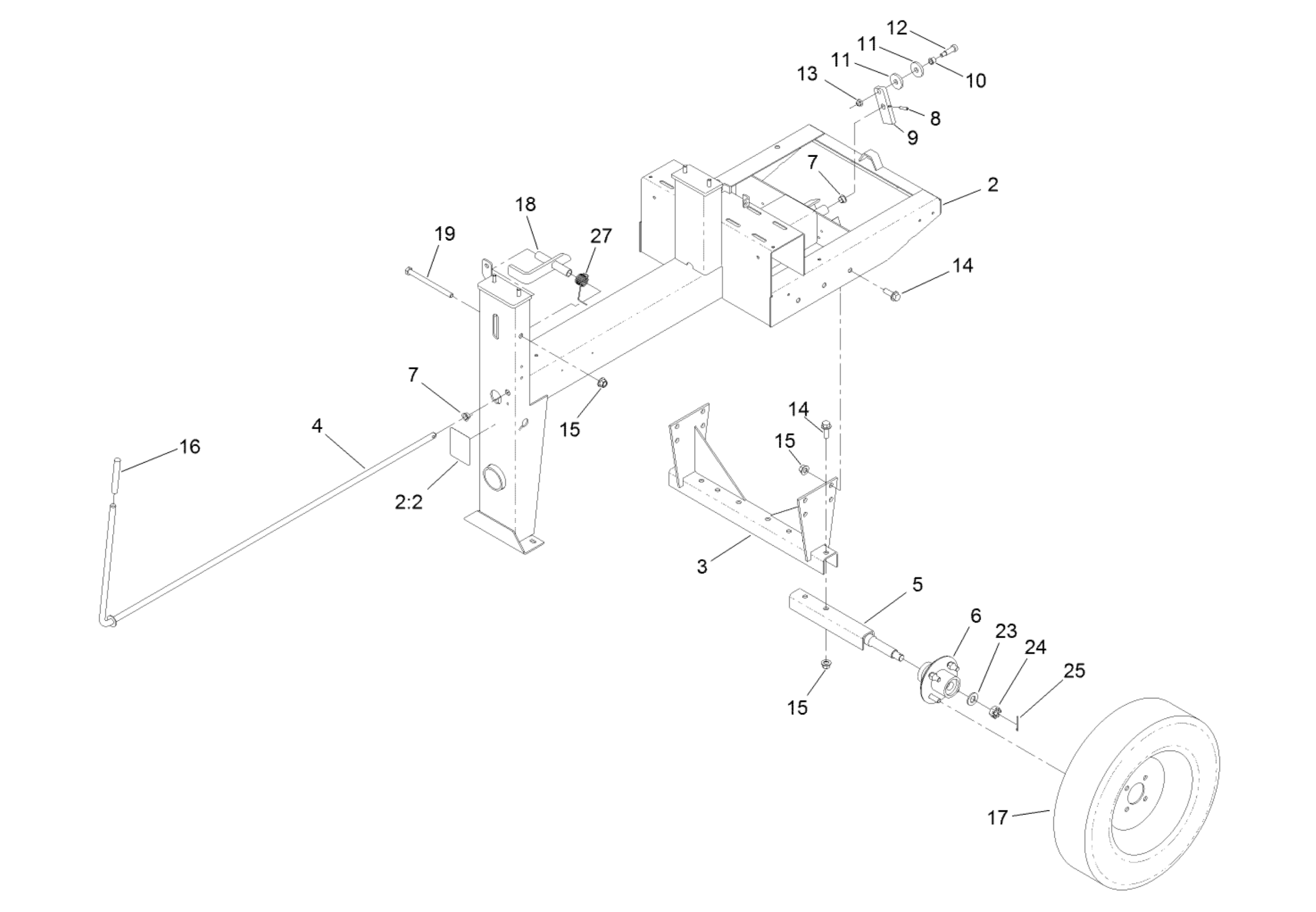 Toro MMX-858 Mortar Mixer Frame and Axle Assembly